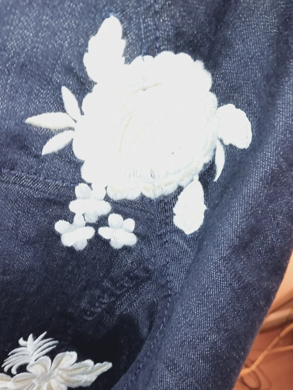Banana Republic Denim And Embroidery Flower Jacket Sz Large